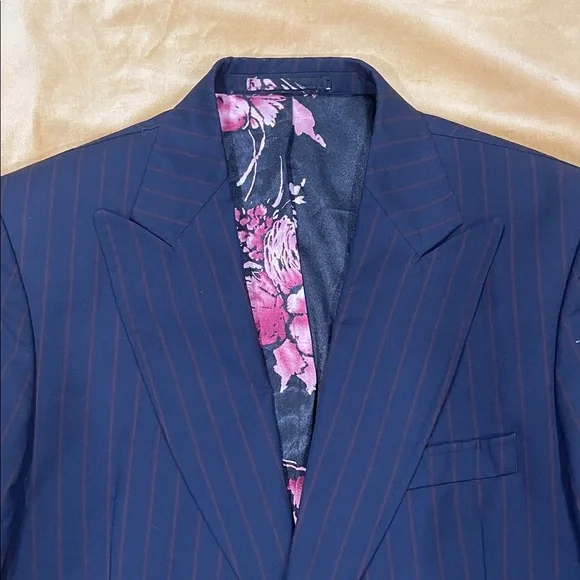 William Hunt SAVILE Row Men's Navy Pinstripe Blazer